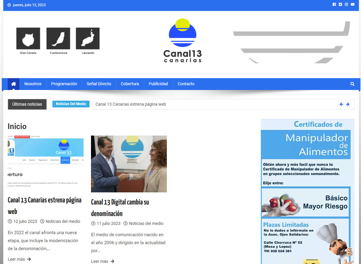 Canal 13 Canarias estrena página web